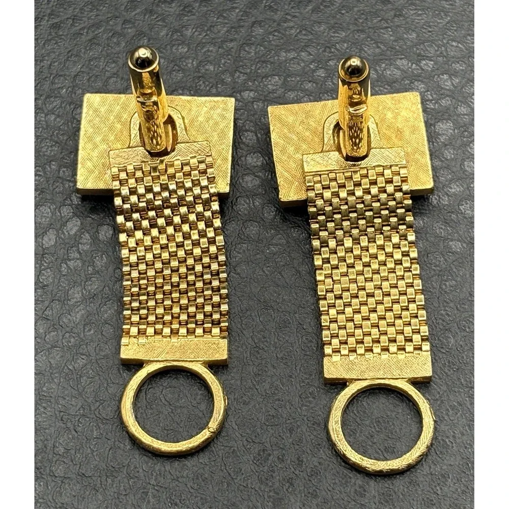 Vintage Tiger Eye Gold Tone Mesh Wrap Around Cufflinks